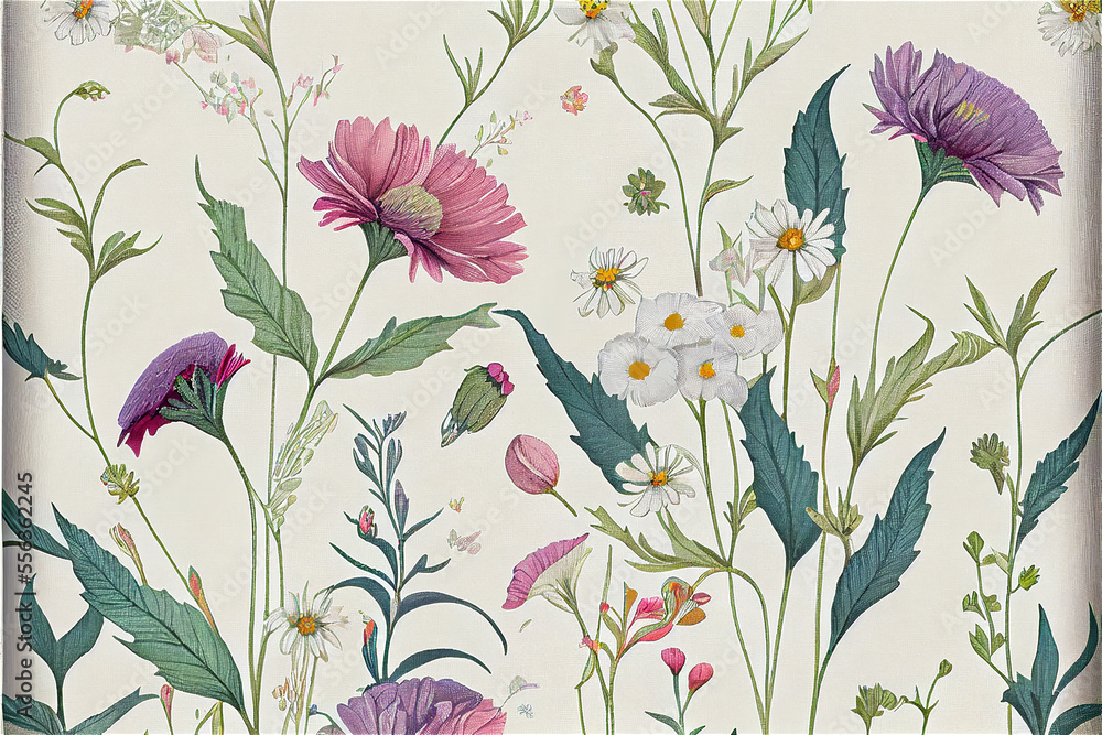 wild flowers floral pattern in a vintage print style ideal for ...