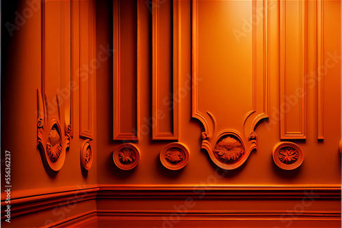 orange lacquered wall with ...
