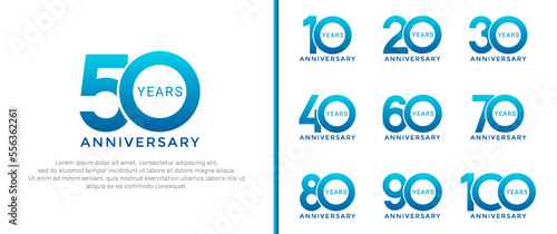 set of anniversary logo style blue color on white background for special moment