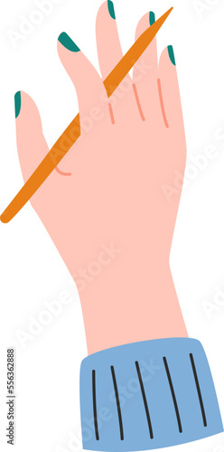 Hand with pencil flat icon