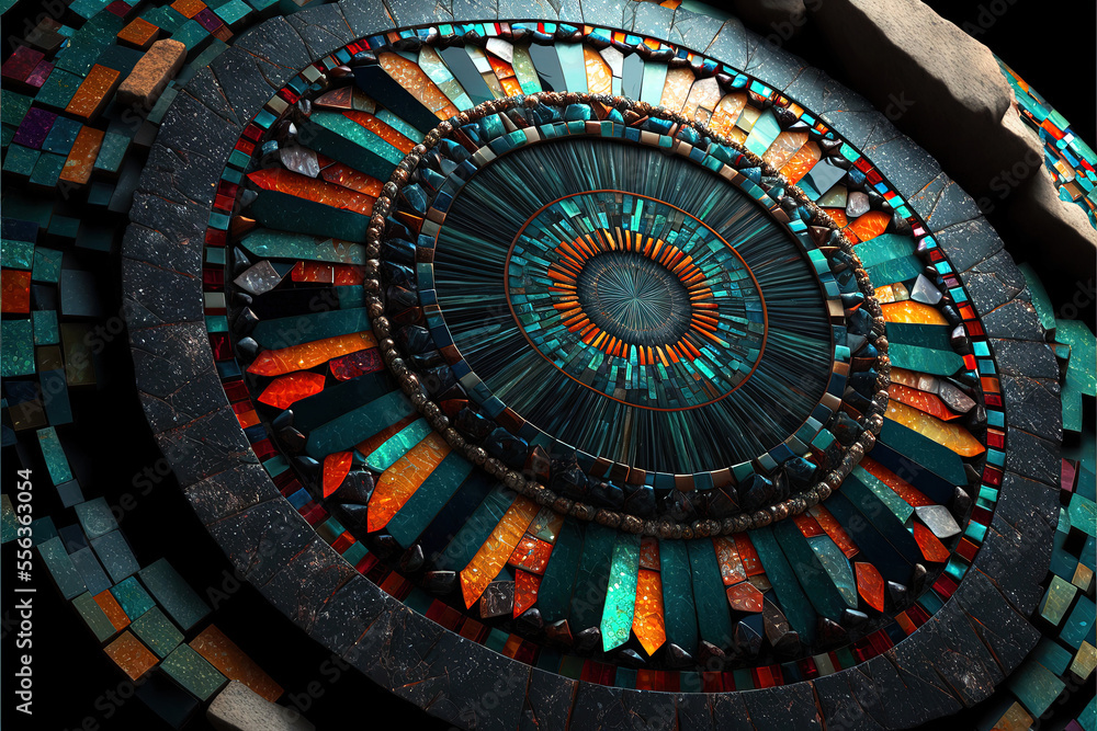 Obraz premium Abstract Radial Mosaic Stones, Generative Art