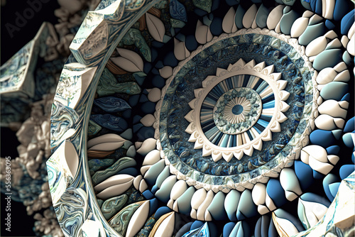 Abstract Radial Mosaic Stones, Generative Art