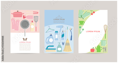 simple daily necessities illustration, card template set