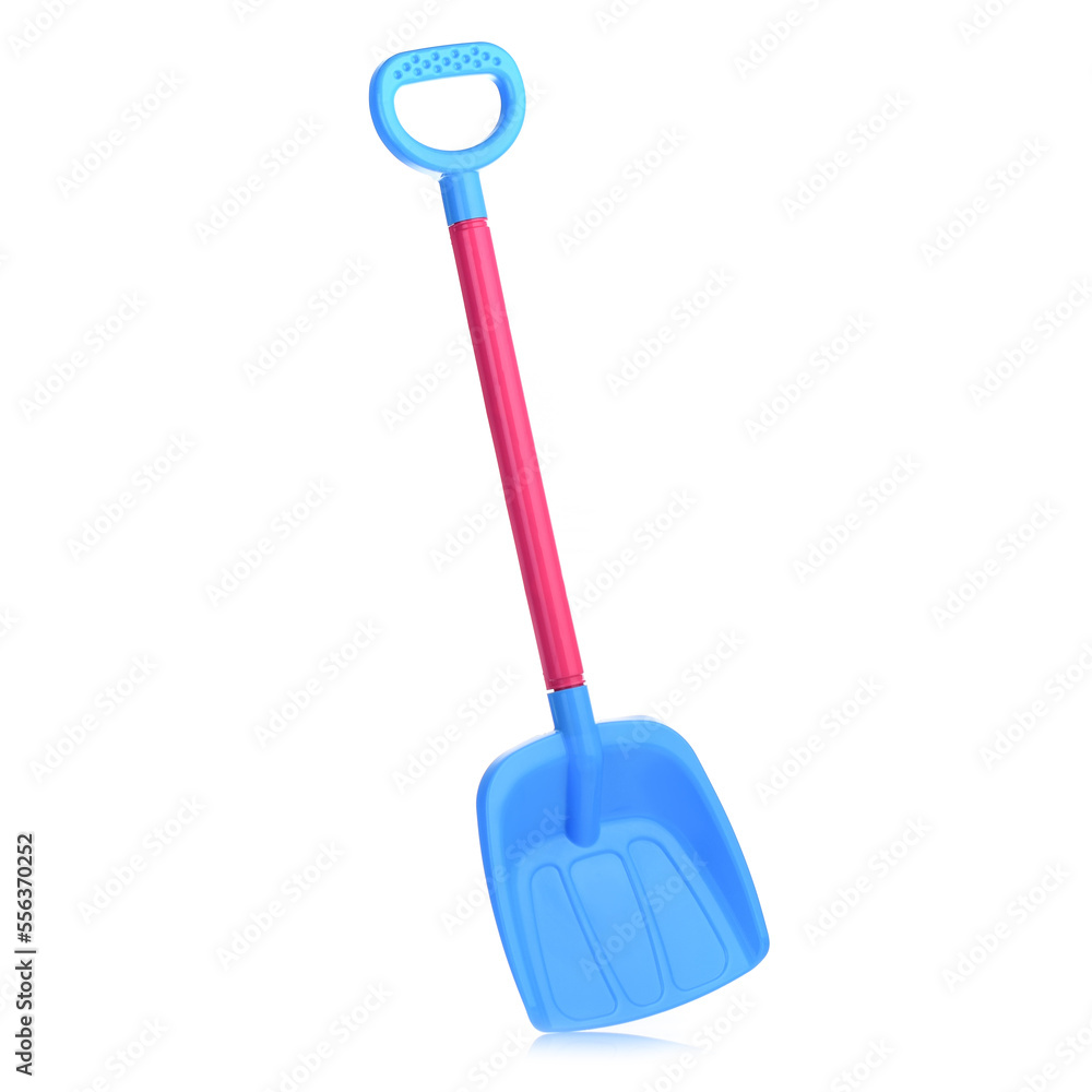 Children's large shovel isolated on a white background. Colored plastic shovels for snow removal. Children's Sandbox Toys Children's large shovel isolated on a white background. Colored plastic shovels for snow removal. Children's Sandbox Toys
