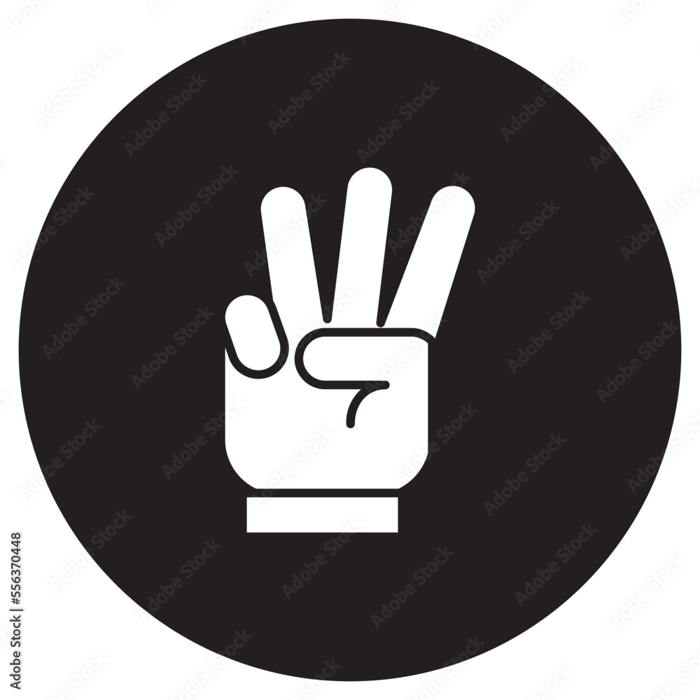 Illustration of Hand Gesture of Three Number design Icon Illustration of Hand Gesture of Three Number design Icon