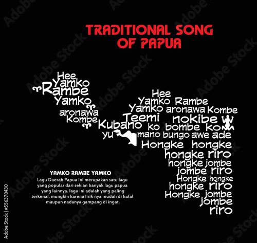  Papuan song in the form of an island, vector illustration for your collection