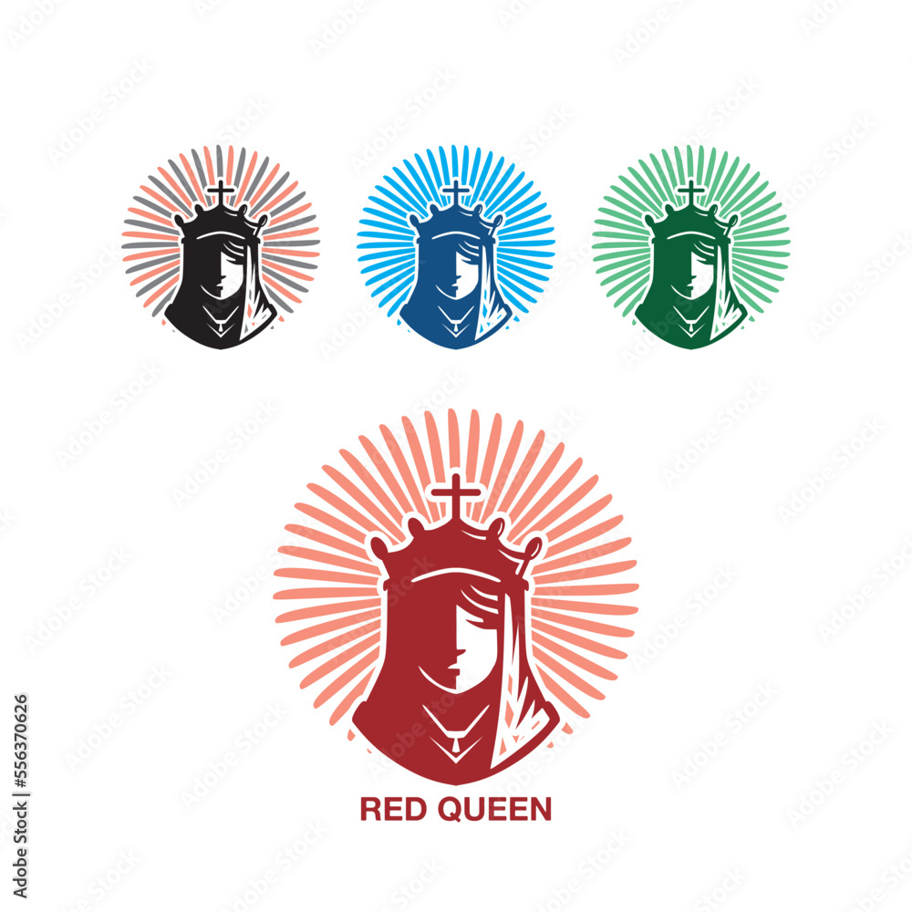 Elegant Queen Logo Silhouette Of Great Women Wearing Crown Vector