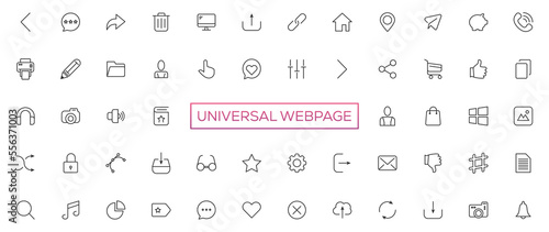 Vector line universal webpage tiny icon set