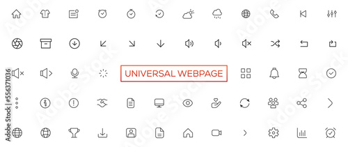 Vector line universal webpage tiny icon set
