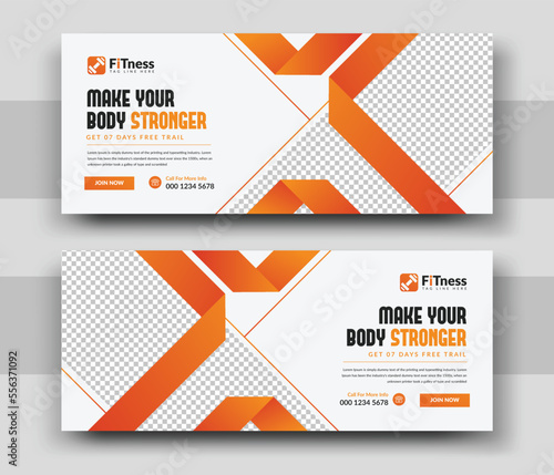 Fitness and gym club facebook cover photo and web banner template,Social banners for sports,Facebook timeline cover and web banner template