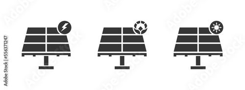 Solar panel icon energy set, eco friendly energy electrical icon