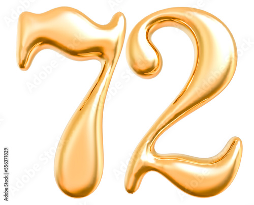 3d gold modern number 72
