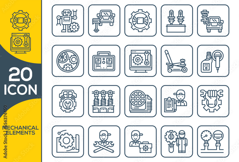 MECHANICAL ELEMENTS ICON SET DESIGN MECHANICAL ELEMENTS ICON SET DESIGN