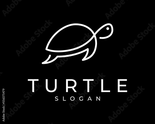 Turtle Tortoise Terrapin Mascot Character Simple One Line Art Linear Minimal Icon Vector Logo Design