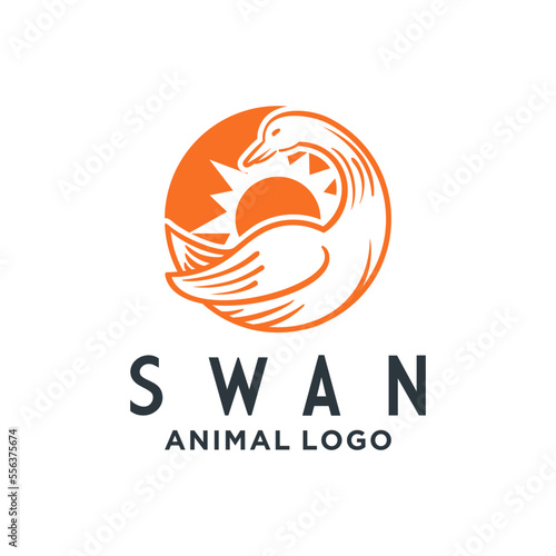 logo about a swan with a white background. Using the coreldraw x5 application with line techniques.