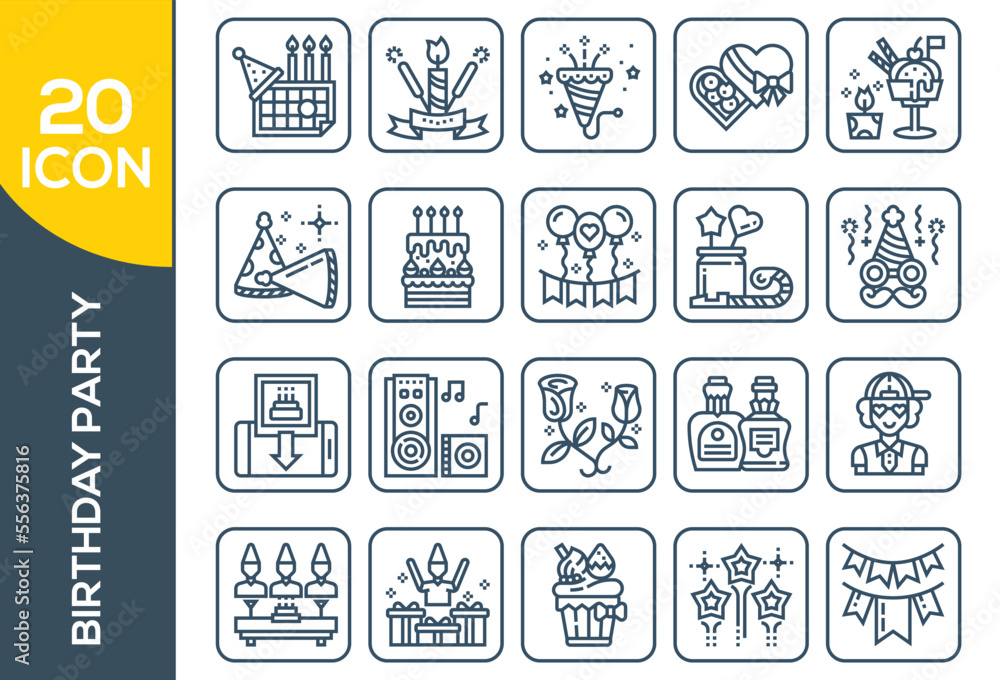 birthday party icon set design birthday party icon set design
