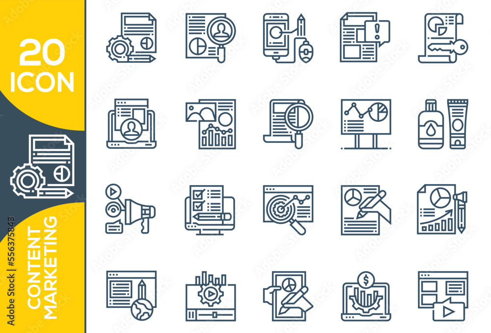 content marketing icon set design