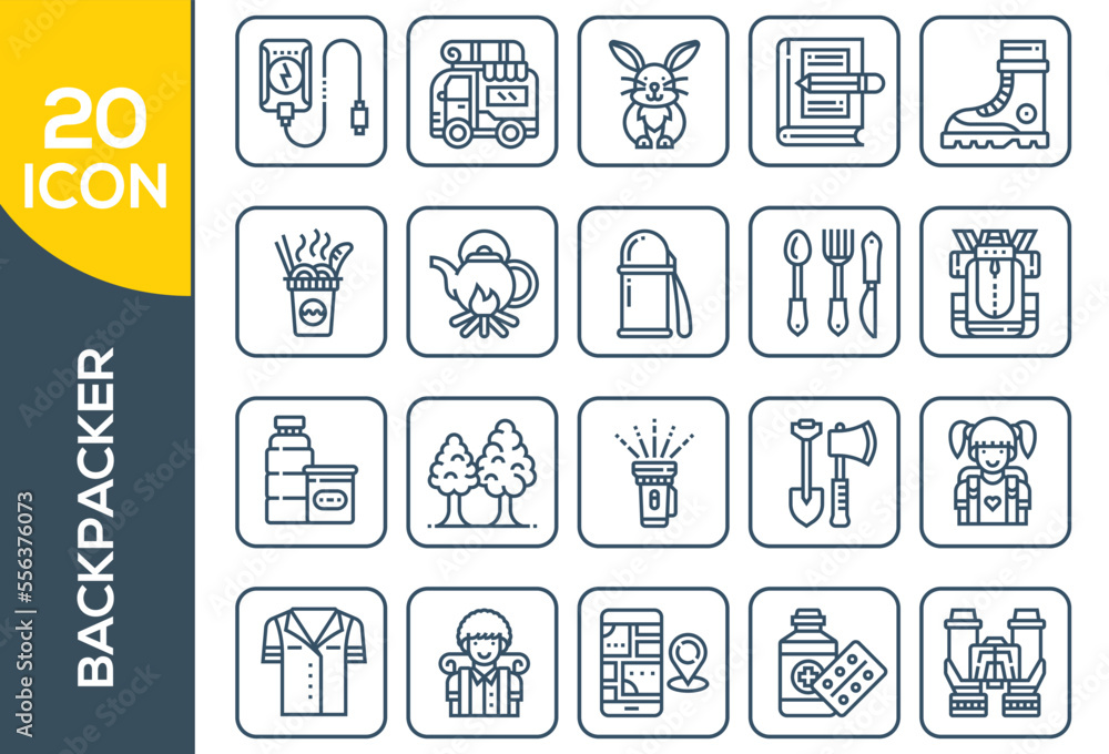 BACKPACKER ICON SET DESIGN BACKPACKER ICON SET DESIGN