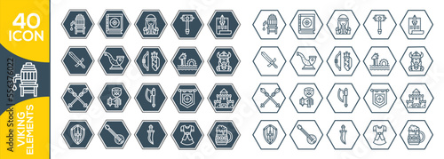 viking elements icon set design 