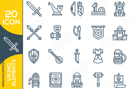 viking elements icon set design 