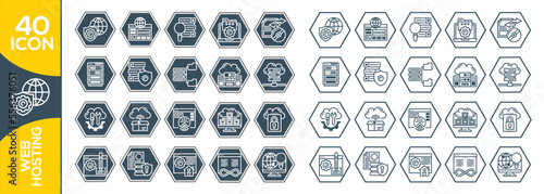 web hosting icon set design