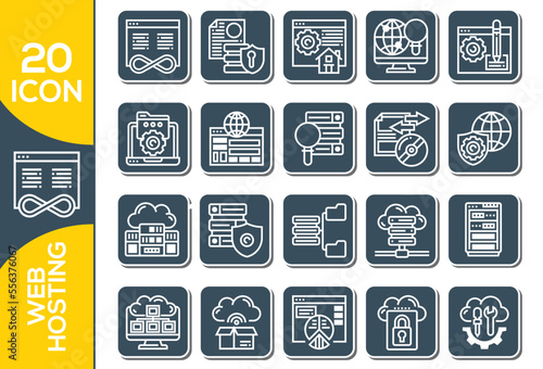 web hosting icon set design