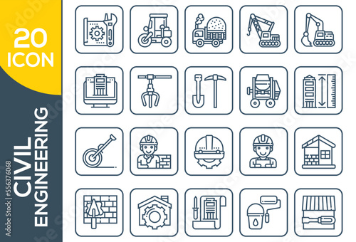 civil engineering icon set design