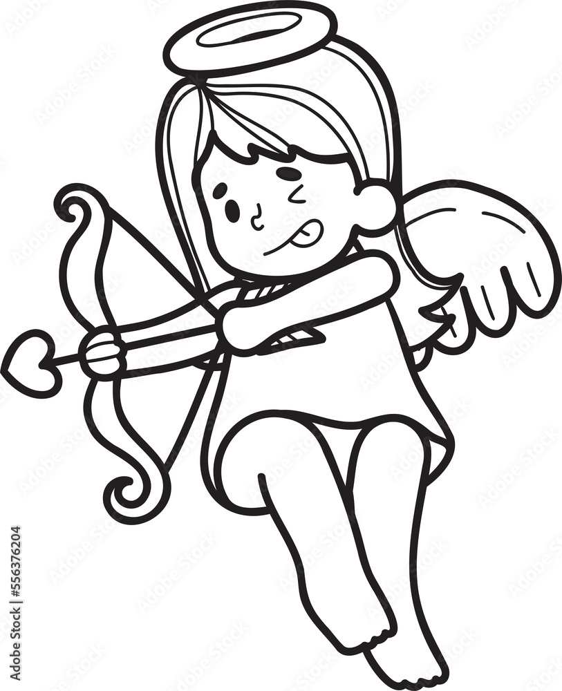 Hand Drawn Cupid is shooting an arrow illustration Hand Drawn Cupid is shooting an arrow illustration