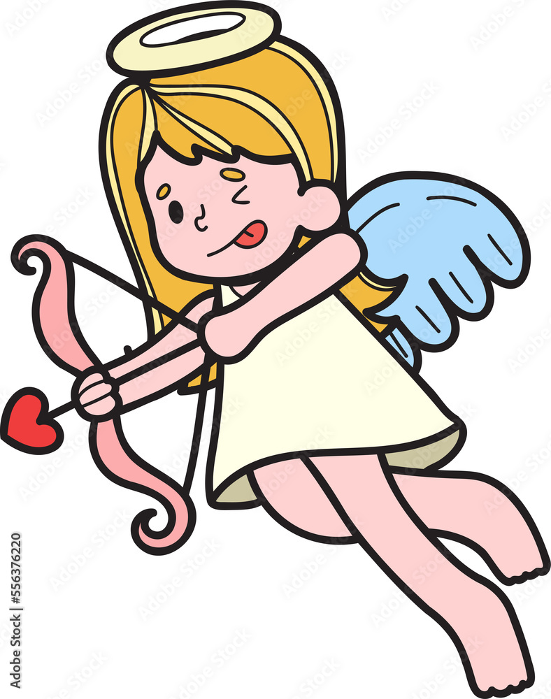 Hand Drawn Cupid is shooting an arrow illustration Hand Drawn Cupid is shooting an arrow illustration