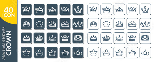 Modern thin line icons set of crown. Premium quality symbols. Simple pictograms for web sites and mobile app. Vector line icons isolated on a white background.