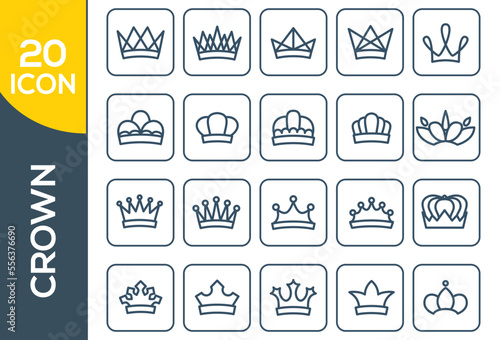 Modern thin line icons set of crown. Premium quality symbols. Simple pictograms for web sites and mobile app. Vector line icons isolated on a white background.