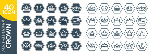 Modern thin line icons set of crown. Premium quality symbols. Simple pictograms for web sites and mobile app. Vector line icons isolated on a white background.