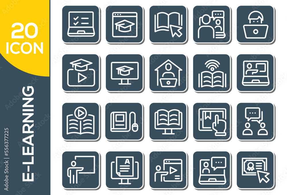 e-learning icon set design e-learning icon set design