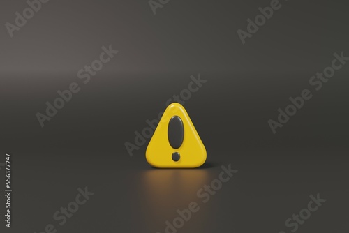yellow warning sign in 3d rendering design.