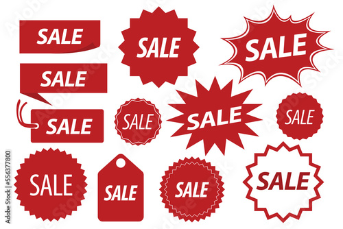 Sale label. Red badge sticker design. Vector illustration. EPS10