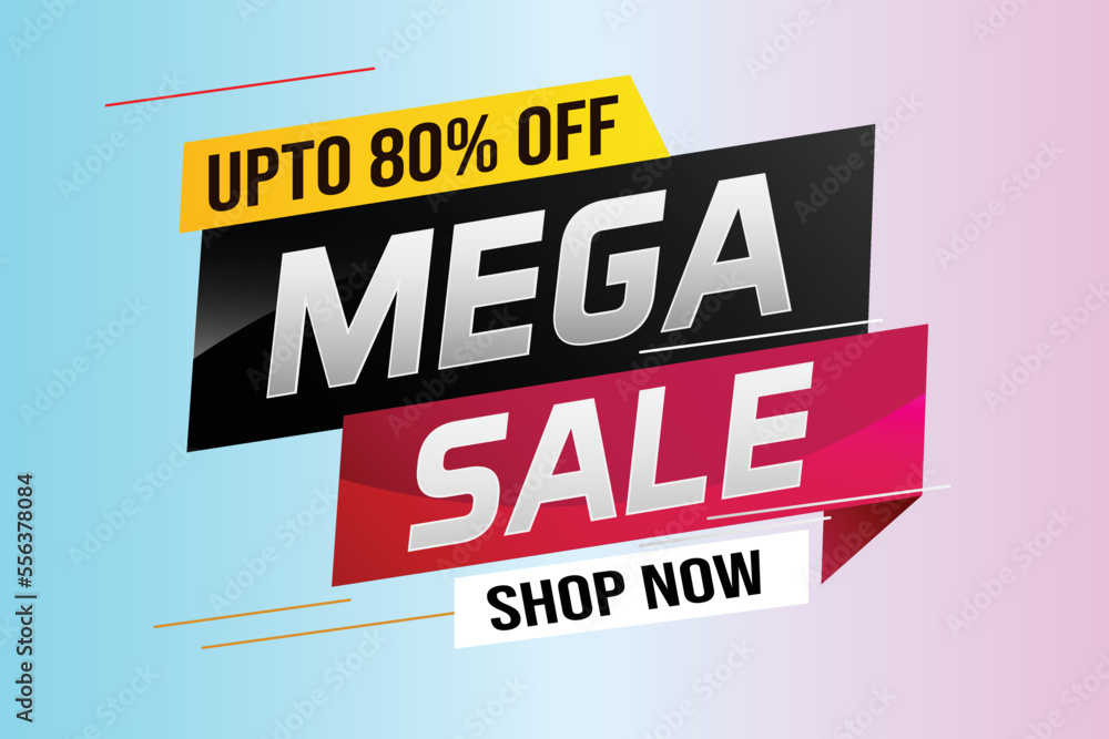 mega sale word concept vector illustration with lines and 3d style, landing page, template, ui, web, mobile app, poster, banner, flyer, background, gift card, coupon, label, wallpaper	
