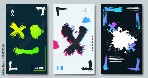 Abstract art paint. Set of paint shapes. Scratches. Isolated  vector illustrations. Set of posters, brochures, banners, backgrounds.