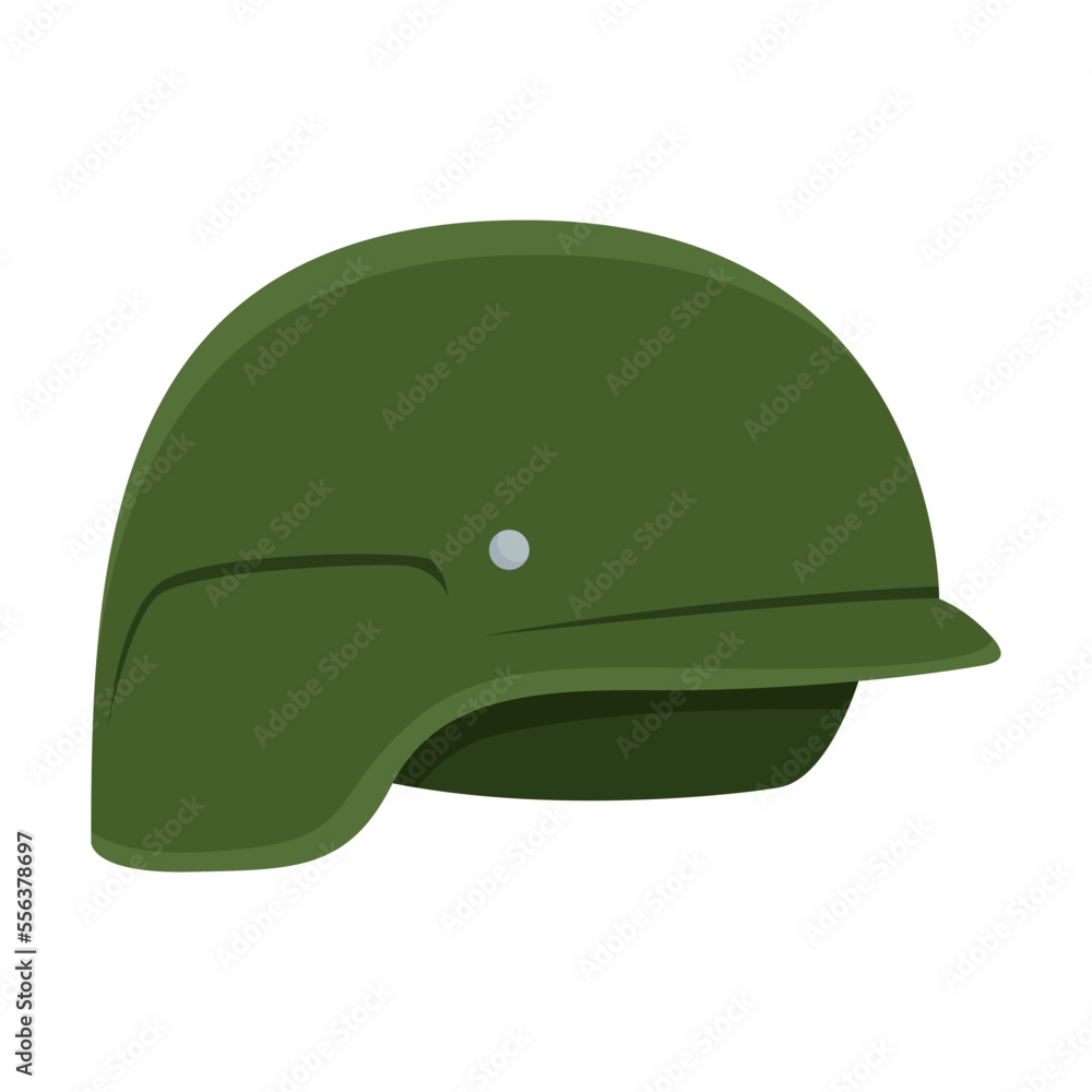 Vector picture of green soldier helmet in flat style. Army weapon illustration. Military equipment. War, battle concept Vector picture of green soldier helmet in flat style. Army weapon illustration. Military equipment. War, battle concept
