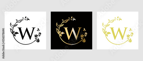 Letter W Beauty Logo for Decorative, Flower, Spa Template