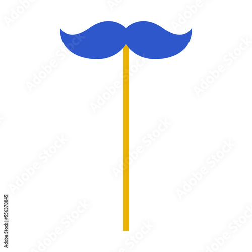 Cute toy male mustache on a wooden stick mask vector illustration. Baby shower element for photo, card or invitation, rattles for boys and girls on white background