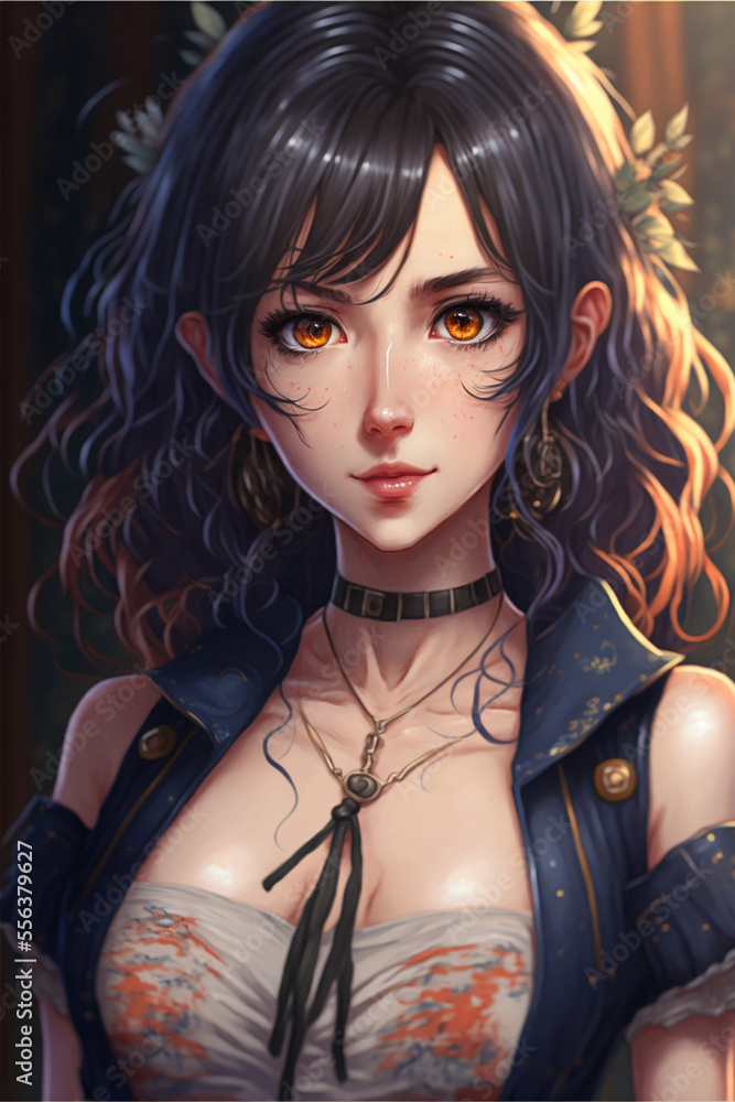 anime girl revealing outfit Stock Illustration Adobe Stock