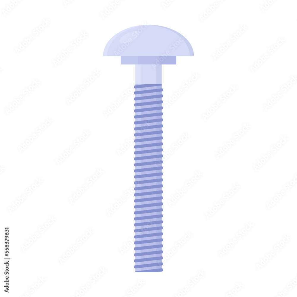 Vector illustration of steel thin bolt with a rounded head. Cartoon side and top angle of hardware isolated on white. Construction concept Vector illustration of steel thin bolt with a rounded head. Cartoon side and top angle of hardware isolated on white. Construction concept
