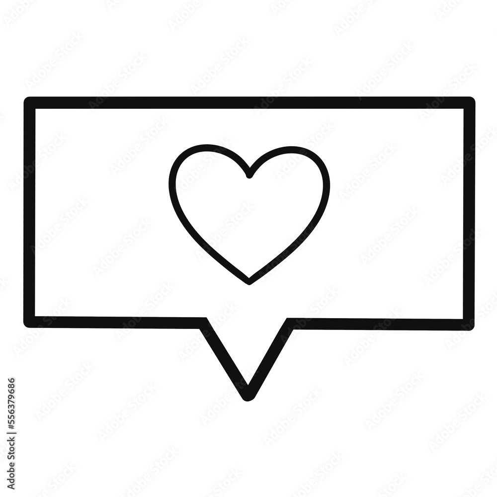 Black doodle heart speech bubble. Black doodle heart speech bubble.
