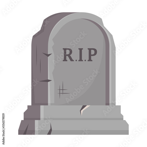 Spooky tombstone vector illustration. RIP gravestone for Halloween, cemetery or tomb, stone crosses on white background. Halloween, funeral concept