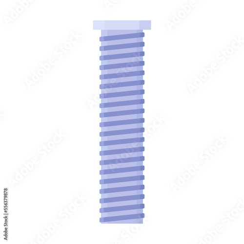Vector illustration of steel coarse thread rod. Cartoon side and top angle of hardware isolated on white. Construction concept
