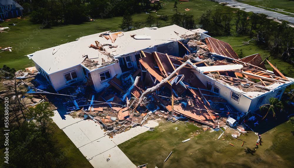 Scene Of Devastation As A Hurricane Has Ravaged A Once-beautiful House ...