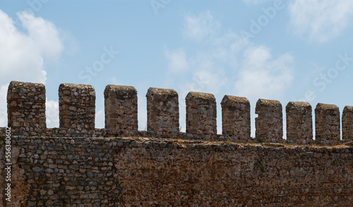 Fragment of the fortress wall of a medieval castle