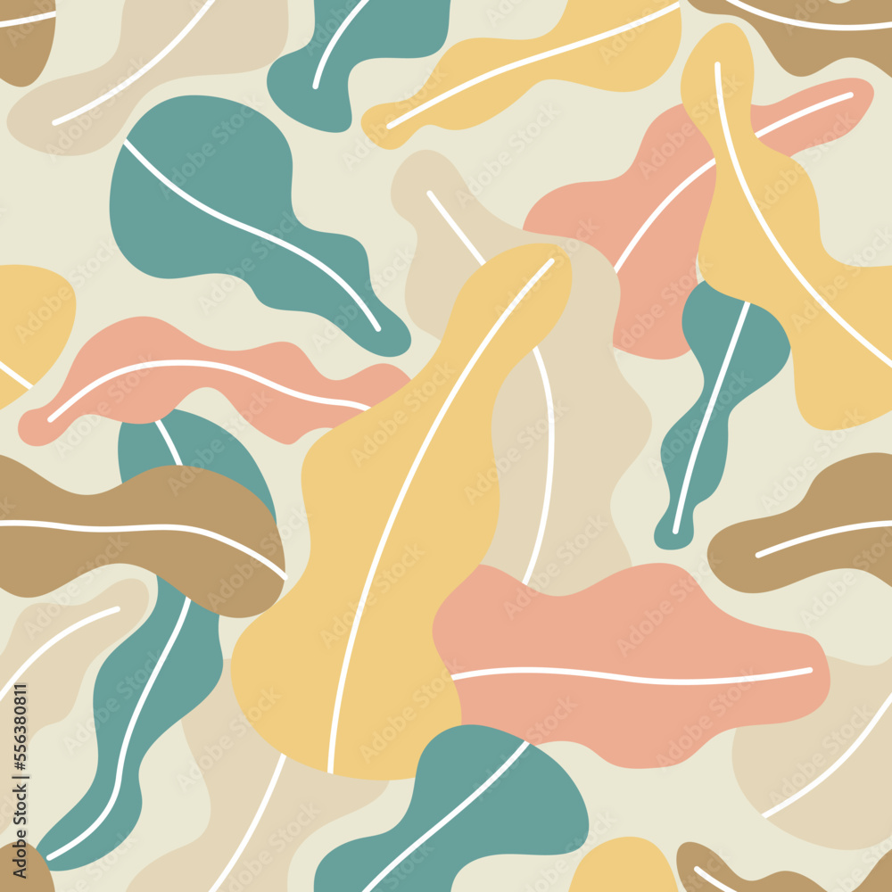 Tropical summer leaf Wallpaper seamless pattern design,line arts hand drawn outline design for fabric , print, cover, banner and invitation