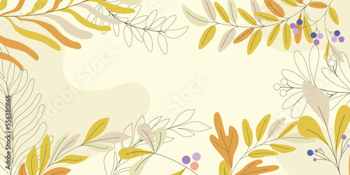Background natural green leaves frame. Tropical summer leaf Wallpaper pattern design, Nature theme simple vector illustration