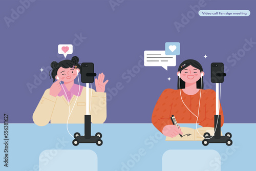 Online fan meeting. Celebrities are holding fan meetings and signings online non-face-to-face.